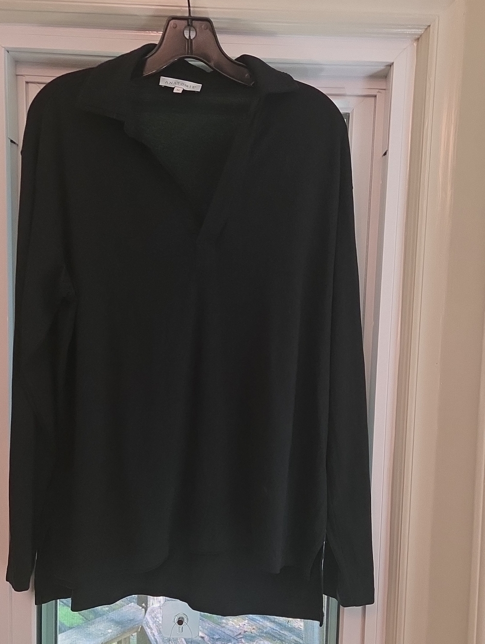 Anatomie Lark Black V-Neck Ultra Soft Collared Knit Top